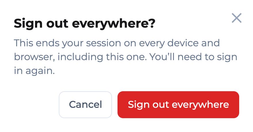 RekaDesk’s Sign out everywhere pop-up: end your session on every device